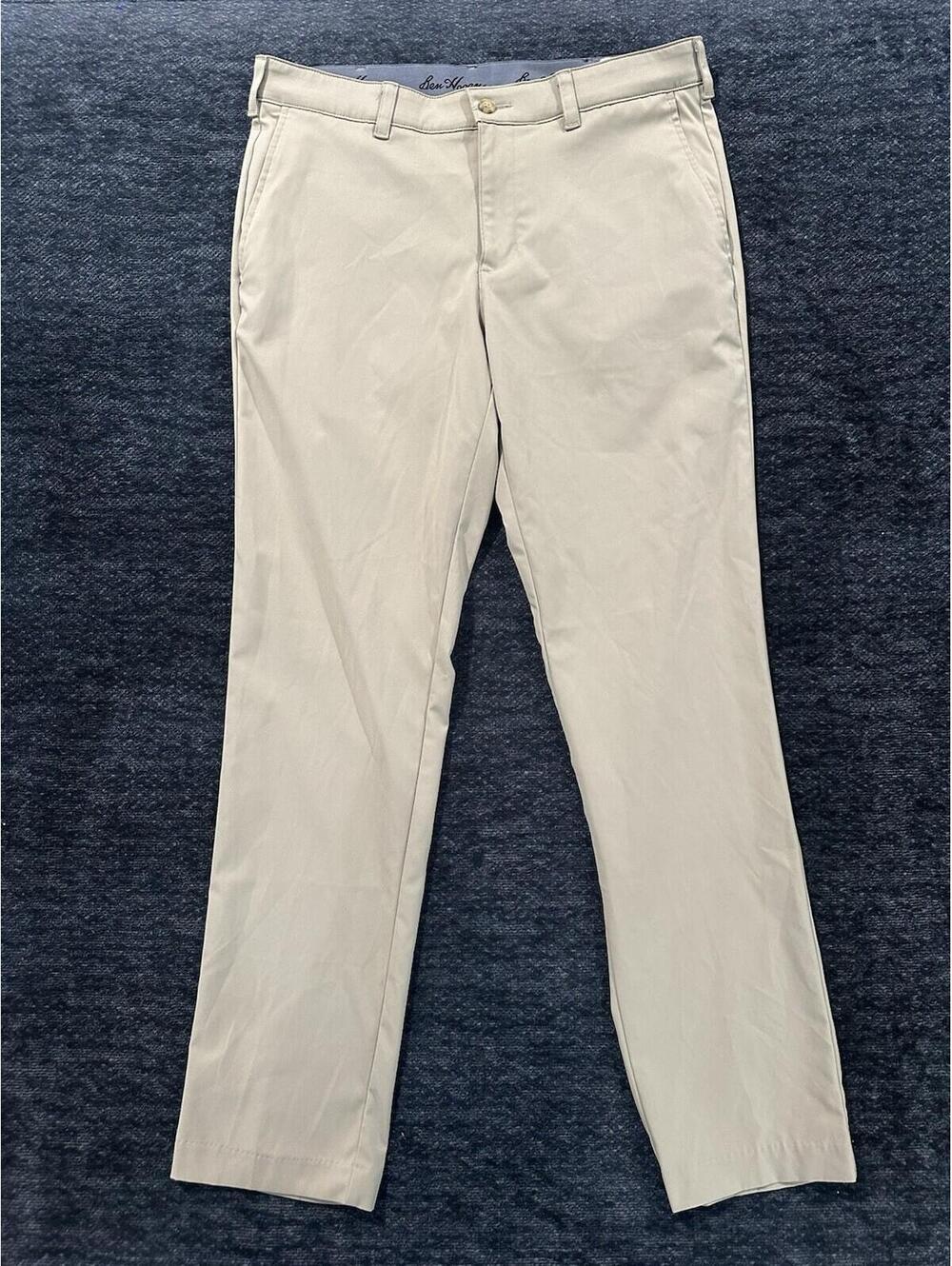 0053 Ben Hogan Men's Performance Golf Pants Size 32x32 Khaki Flat Front Stretch